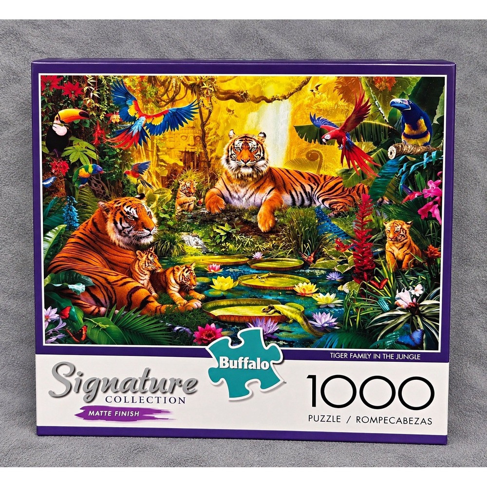 Buffalo Games Tiger Family in the Jungle 1000 Piece Puzzle Signature Matte 1426